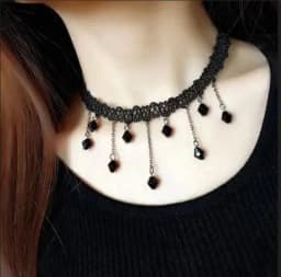 Handmade Velvet Lace Vintage Choker Necklace for Women Collar Torques Trendy Neck Jewelry Stretch Charm Gothic Punk Black Heart