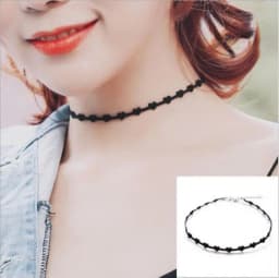 Handmade Velvet Lace Vintage Choker Necklace for Women Collar Torques Trendy Neck Jewelry Stretch Charm Gothic Punk Black Heart