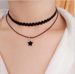 Handmade Velvet Lace Vintage Choker Necklace for Women Collar Torques Trendy Neck Jewelry Stretch Charm Gothic Punk Black Heart