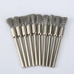 5/10pcs Pencil Brushes Stainless Steel Mounted Wire Wheel Mandrel Set Dremel Accessory Rotary Tools 3.17mm Shank Mandrel Silver