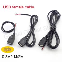 0.3m/1m/2m 5V USB Power Supply Cable 2 Pin USB 2.0 A Female Male 4 Pin Wire Jack Charger Charging Cord Extension Connector DIY