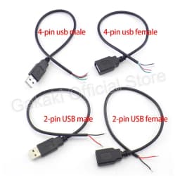 0.3m/1m/2m 5V USB Power Supply Cable 2 Pin USB 2.0 A Female Male 4 Pin Wire Jack Charger Charging Cord Extension Connector DIY