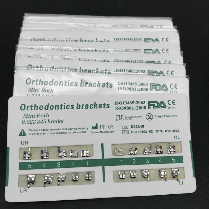 10packs Dental Orthodontic Metal Braces Bracket Mini Roth/MBT/Edgewise 022 Slot Dentist Bracket Dental Metal Bracket