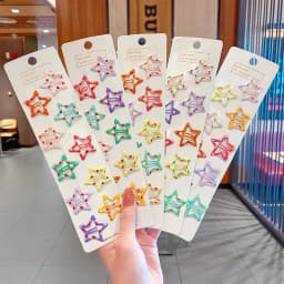 10PCS/Set New Girls Cute Colorful Star Waterdrop Shape Hairpins Kids Sweet Hair Ornament Clip Barrettes Fashion Hair Accessories