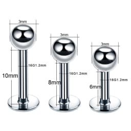 10pcs/lot Steel 16G Tragus Helix Bar 3mm Ball Labret Lip Bar Rings Stud Cartilage Ear Piercings Body Jewelry For Women Men