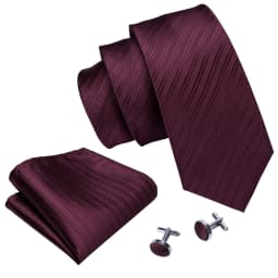 Designer Mens Tie Jacquard Necktie Pocket Square Cufflinks Set Burgundy Striped for Male Men Wedding Busniess Party Ties Gift