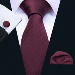 Designer Mens Tie Jacquard Necktie Pocket Square Cufflinks Set Burgundy Striped for Male Men Wedding Busniess Party Ties Gift
