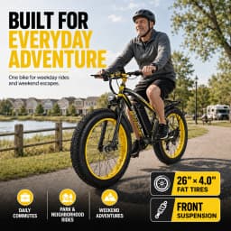 Electric Bike for Adults 750W Motor 28MPH Fast Speed 48V 15Ah Battery 26" Fat Tire Mountain Ebike 400lbs Max Load Aluminum