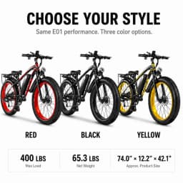 Electric Bike for Adults 750W Motor 28MPH Fast Speed 48V 15Ah Battery 26" Fat Tire Mountain Ebike 400lbs Max Load Aluminum