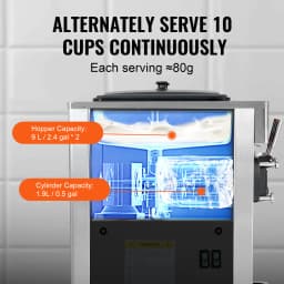 VEVOR Commercial Soft Ice Cream Machine 3 Flavors PreCooling LED Panel Allows Single Cylinder Use Overnight Refrigeration