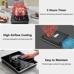 Portable Induction Cooktop 1800W, 20 Modes, 3H Timer, Touch Control, Child Lock, Auto Shut-off, ETL Certified