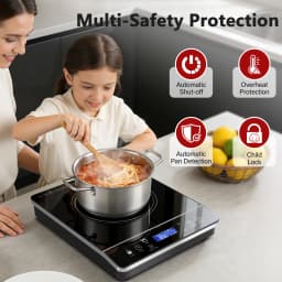 Portable Induction Cooktop 1800W, 20 Modes, 3H Timer, Touch Control, Child Lock, Auto Shut-off, ETL Certified