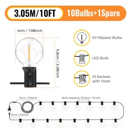 Outdoor LIGHT, 15M LED light string with 50 light bulbs, IP44 waterproof outdoor and indoor decorative light  used for garden