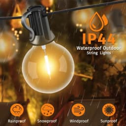 Outdoor LIGHT, 15M LED light string with 50 light bulbs, IP44 waterproof outdoor and indoor decorative light  used for garden