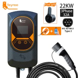 Feyree EV Charging Station 32A Electric Vehicle Car Charger EVSE Wallbox Wallmount 7.6/11/22KW Type2 Cable IEC62196 APP Control