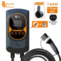 Feyree EV Charging Station 32A Electric Vehicle Car Charger EVSE Wallbox Wallmount 7.6/11/22KW Type2 Cable IEC62196 APP Control