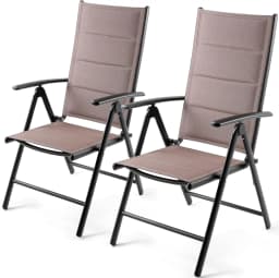 Aluminum Foldable Garden Chair, Lounge Backrest 7 Adjustable Settings, with Armrests, Weatherproof Outdoor Chairs Black,Gray