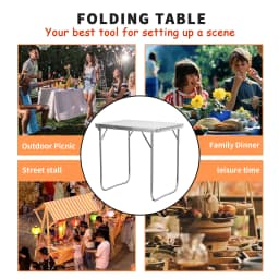 EFAN 2.6FT/80CM Aluminum Folding Table Camping Table Portable Catering Dinner Table for Picnic Garden Party BBQ,80x60x69cm