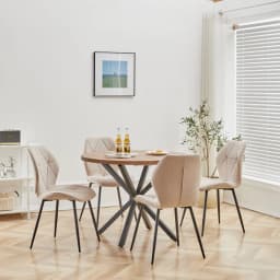 EGOONM Set of 2/4/6 Dining Chairs Upholstered Padded Linen Fabric Kitchen Chairs Metal Legs for Balcony Restaurant  Dining Room