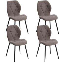 EGOONM Set of 2/4/6 Dining Chairs Upholstered Padded Linen Fabric Kitchen Chairs Metal Legs for Balcony Restaurant  Dining Room