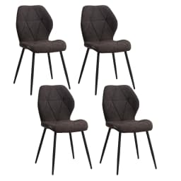 EGOONM Set of 2/4/6 Dining Chairs Upholstered Padded Linen Fabric Kitchen Chairs Metal Legs for Balcony Restaurant  Dining Room