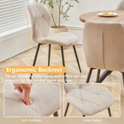 EGOONM Set of 2/4/6 Dining Chairs Upholstered Padded Linen Fabric Kitchen Chairs Metal Legs for Balcony Restaurant  Dining Room