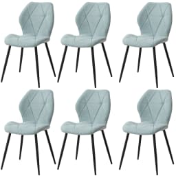 EGOONM Set of 2/4/6 Dining Chairs Upholstered Padded Linen Fabric Kitchen Chairs Metal Legs for Balcony Restaurant  Dining Room