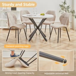 EGOONM Set of 2/4/6 Dining Chairs Upholstered Padded Linen Fabric Kitchen Chairs Metal Legs for Balcony Restaurant  Dining Room