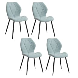 EGOONM Set of 2/4/6 Dining Chairs Upholstered Padded Linen Fabric Kitchen Chairs Metal Legs for Balcony Restaurant  Dining Room