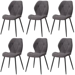 EGOONM Set of 2/4/6 Dining Chairs Upholstered Padded Linen Fabric Kitchen Chairs Metal Legs for Balcony Restaurant  Dining Room