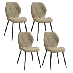 EGOONM Set of 2/4/6 Dining Chairs Upholstered Padded Linen Fabric Kitchen Chairs Metal Legs for Balcony Restaurant  Dining Room