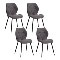 EGOONM Set of 2/4/6 Dining Chairs Upholstered Padded Linen Fabric Kitchen Chairs Metal Legs for Balcony Restaurant  Dining Room