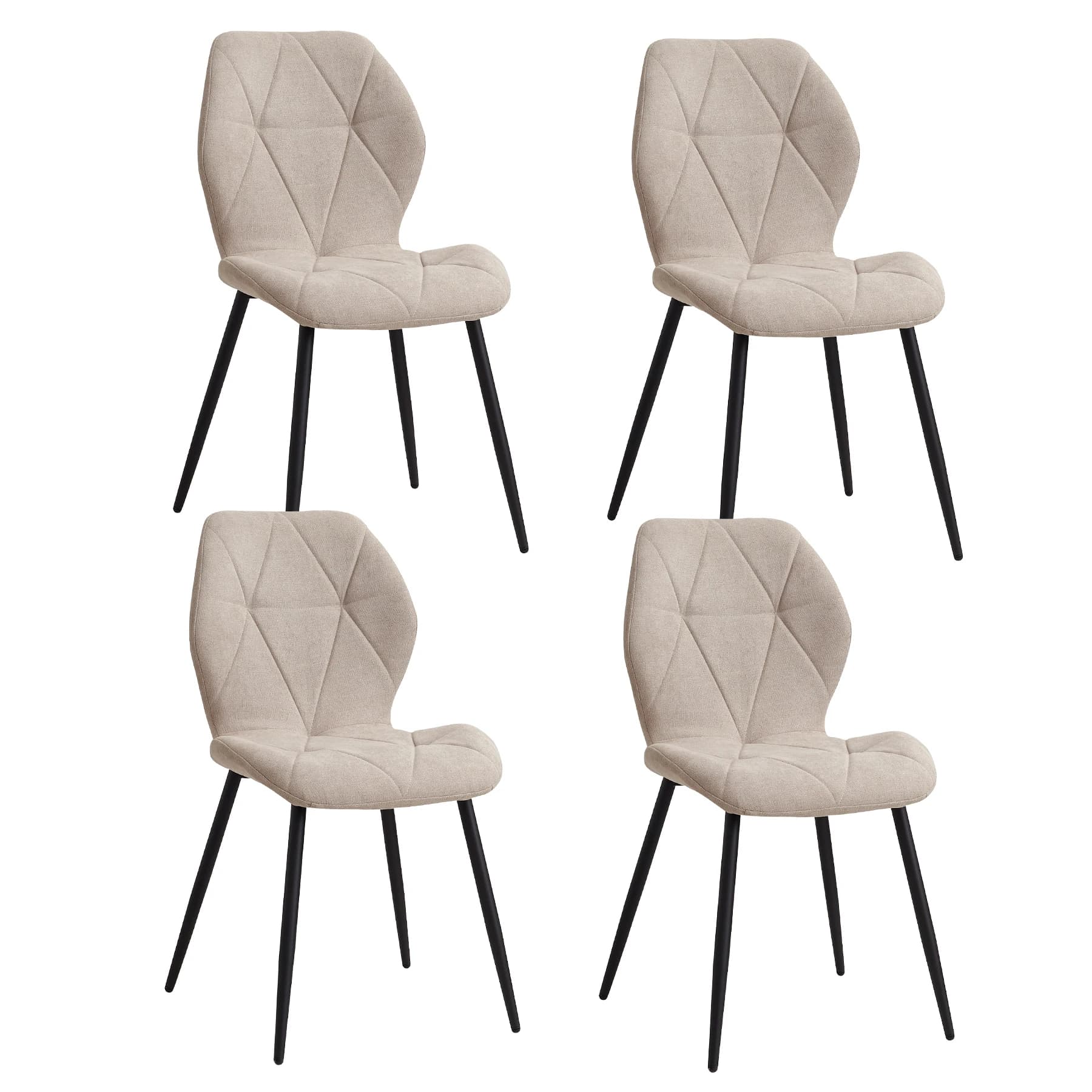EGOONM Set of 2/4/6 Dining Chairs Upholstered Padded Linen Fabric Kitchen Chairs Metal Legs for Balcony Restaurant  Dining Room