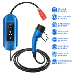 Kolanky 11KW 16A EV Portable Charger Type2 EVSE Charging Box Electric Car Charger CEE Plug IEC62196-2 EV Charger With 5M Cable