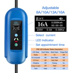 Kolanky 11KW 16A EV Portable Charger Type2 EVSE Charging Box Electric Car Charger CEE Plug IEC62196-2 EV Charger With 5M Cable