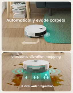 Lefant N3 4000Pa Suction Robot Vacuum and Sonic Mop Combo,Precision Mapping with Lidar&dToF Sensors,Ultrasonic Carpet Detection