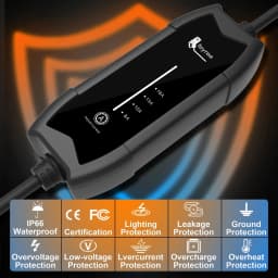 Feyree EV Portable Charger 3.5kW Type2 Connector 16A Single Phase 5m Cable Current Adjustable for Electric Vehicle Car Charger
