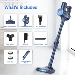 PrettyCare W400 Cordless Vacuum Cleaner 25KPA Suction Powerful Handheld Vacuum Cleaner 40 Minutes Running Time 3 Pcs Brush Set