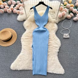 YuooMuoo Chic Fashion Sexy Wrap Hips Split Knitted Autumn Dress Women Slim Elastic Bodycon Long Dress Streetwear Outfits Vestido