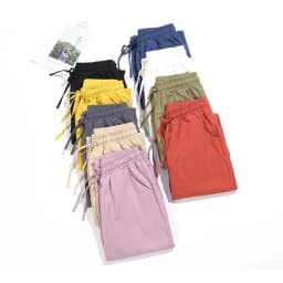 Spring Summer Women Harem Pants Cotton Solid Elastic Waist Candy Colors Trousers Casual Female Long Pants