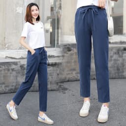Spring Summer Women Harem Pants Cotton Solid Elastic Waist Candy Colors Trousers Casual Female Long Pants