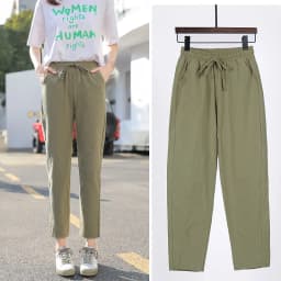 Spring Summer Women Harem Pants Cotton Solid Elastic Waist Candy Colors Trousers Casual Female Long Pants