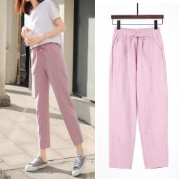 Spring Summer Women Harem Pants Cotton Solid Elastic Waist Candy Colors Trousers Casual Female Long Pants