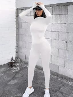 2024 Spring Women Sexy Jumpsuit Streetwear Long Sleeve Bodycon Solid Sport Fitness Jumpsuits Romper Overalls For Women Body Suit
