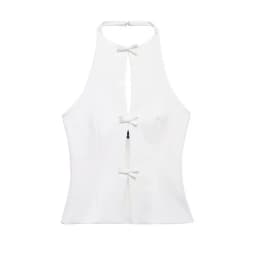 HXAO Bow Two Piece Set Backless Halter Women Top And Mid Waist Lady Skirt New In 2024 Summer Fashion Casual Office Lady Set