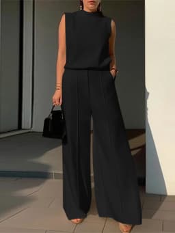 Elegant Chic Women's 2 Pieces Sets ZANZEA Woman 2025 Fashion Sleeveless Tops and Wide-Leg Pants Suits Outfit Minimalist Clothes