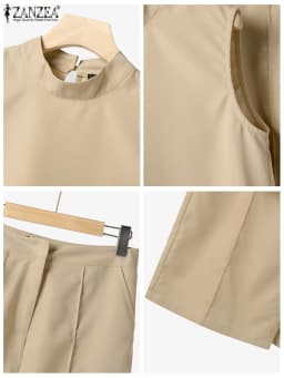Elegant Chic Women's 2 Pieces Sets ZANZEA Woman 2025 Fashion Sleeveless Tops and Wide-Leg Pants Suits Outfit Minimalist Clothes