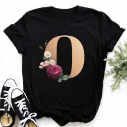 A B C D E English Alphabet Print T Shirt Women New Summer Couples Lovers Female T-Shirt Harajuku Casual Black Tops Tshirts