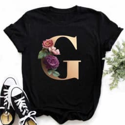 A B C D E English Alphabet Print T Shirt Women New Summer Couples Lovers Female T-Shirt Harajuku Casual Black Tops Tshirts