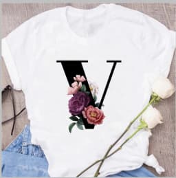 A B C D E English Alphabet Print T Shirt Women New Summer Couples Lovers Female T-Shirt Harajuku Casual Black Tops Tshirts